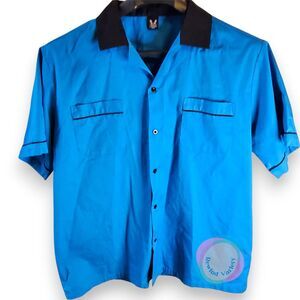 Hilton Bowling Retro Shirt Men's Large Blue Black